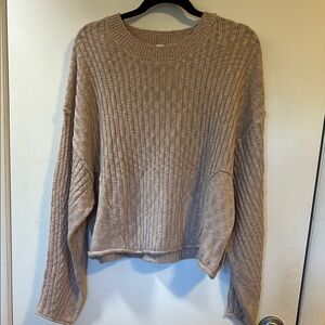 Pink Republic Tan Crew Neck Cable Knit Sweater